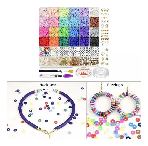 Set Mostacillas Arcilla 24 Color Pulseras Collares Bisuteria Conjunto De Polímero De Adorno De Bricolaje De Cuentas De Arcilla 6000pcs 20 Cm 19 Cm 4