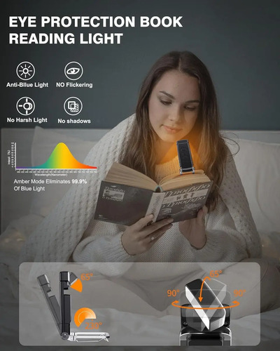 Luz De Lectura Para Leer Luz Para Leer Libros Recargable Negro 9