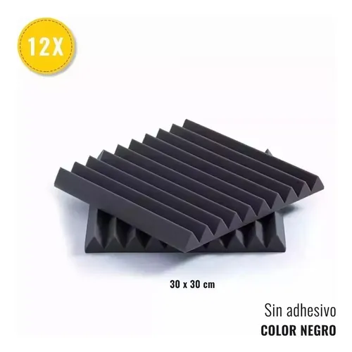 12x Espuma Acústica Aislante Alta Calidad 30x30x2,5cm Color Negro 11