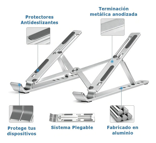 Soporte Portatil Notebook Aluminio Plegable De 7 Niveles Blanco 6