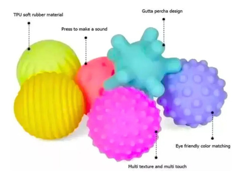 Soft Balls 6 Pelotas Sensoriales Texturizadas Para Bebes 2