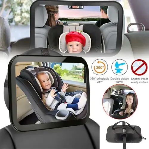 Espejo Retrovisor De Auto Para Seguridad De Niños Negro 9