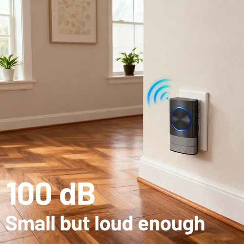 Timbre Inalámbrico Para Puerta Con 2 Receptores Impermeables Negro 3
