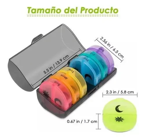 Pastillero Semanal Organizador Portátil 2 Tomas 7 Dias Color 9