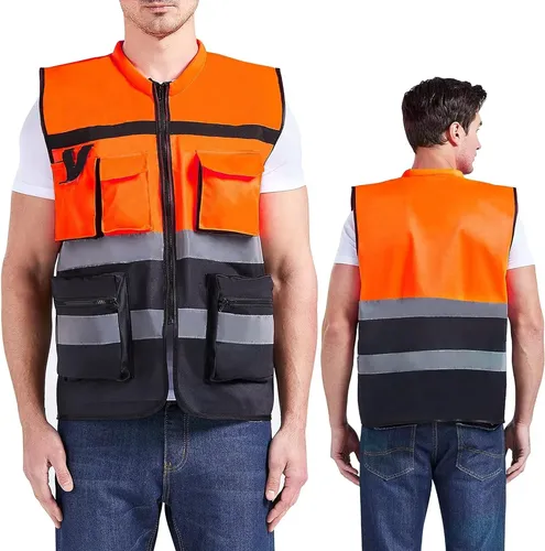 Chaleco Geólogo Ingeniero Reflectante Bolsillos Premium Naranja Y Negro Xl175 Xl 8