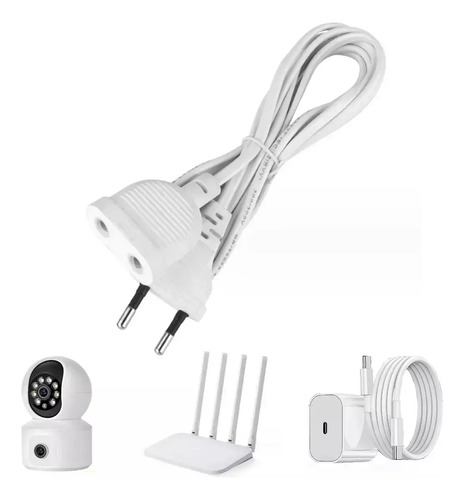 Extensión Electrica 10m 200w Para Cámara Led Adaptador Blanco 10