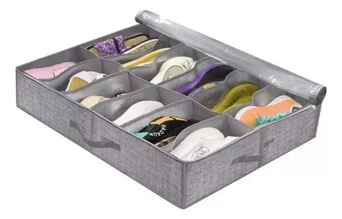 Organizador Zapatos Bajo Cama Almacenamiento Zapatero Set X1 Gris 14