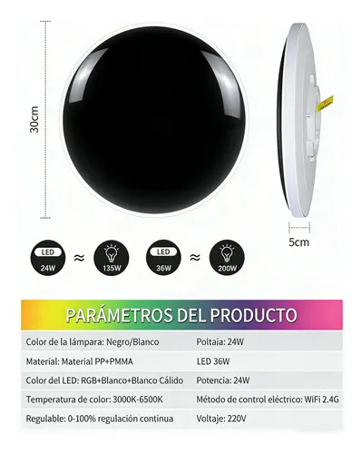 Lámpara De Techo Inteligente Wifi Ultra Delgadorgb Panel Led Rgb 16