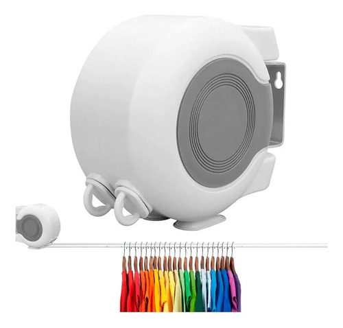 Tendedero Retractil Colgador Ropa Pared Doble Linea Color Blanco