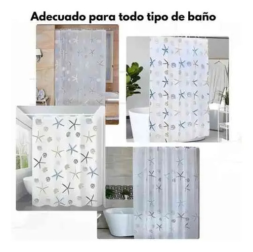 Cortina De Baño Peva + Gancho Para Forro De Ducha 4