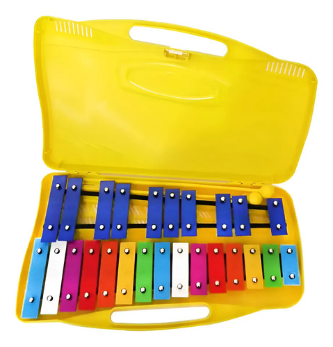 Metalofono Cromatico 25 Notas Xilofono Infantil Escolar Color Amarillo 13