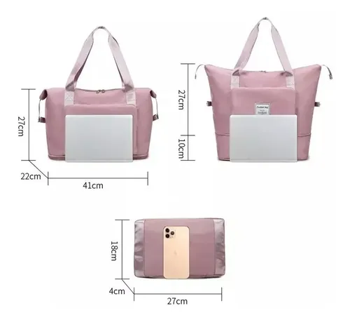 Bolsa Gran Capacidad Para Viajes Hombres Y Mujeres, Deportes Color Azul Lisa 16