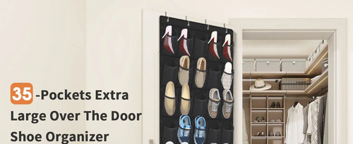 Zapatero Colgante Puerta Closet Organizador 35 Negro Negro 7