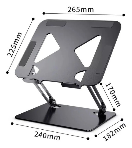 Soporte Base Alzador Notebook Laptop Mac Plegable Ajustable Negro 5