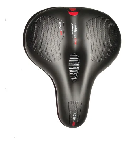 Sillin Bicicleta Antiprostático Cómodo Amplio Reflectante Negro 26 Cm 20.6 Cm