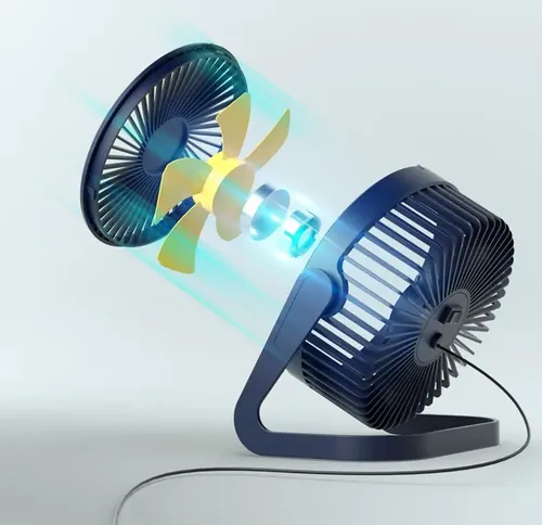 Ventilador Escritorio Usb Mini Fan Ajustable Silencioso 14 Cm Negro Plata 4 14