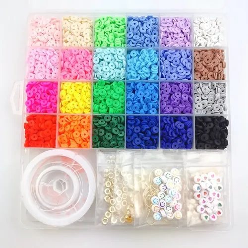 Set Mostacillas Arcilla 24 Color Pulseras Collares Bisuteria Conjunto De Polímero De Adorno De Bricolaje De Cuentas De Arcilla 6000pcs 20 Cm 19 Cm 8
