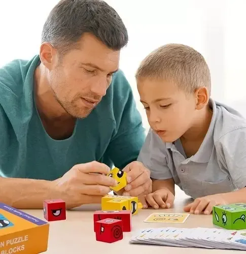 Juego De Puzzle Cubos Didáctico Expresiones Y Emociones 2