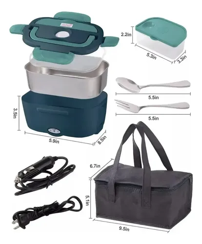 Lonchera Eléctrica Aluminio Portátil Calentar Comida 220v80w Verde Oscuro 20