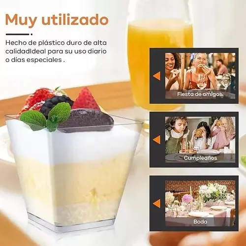 Vaso O Pocillos C/tapa 160 Ml Acrílico Postre X 50 +embalaje Blanco 5