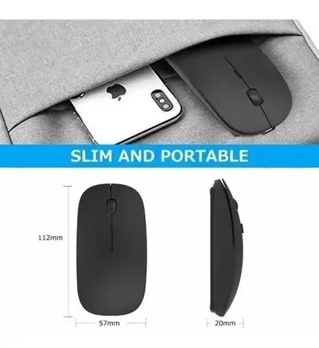 Mouse Dual Inalámbrico Bluetooth Recarg Tel/tablets/pc Dpi Negro 5