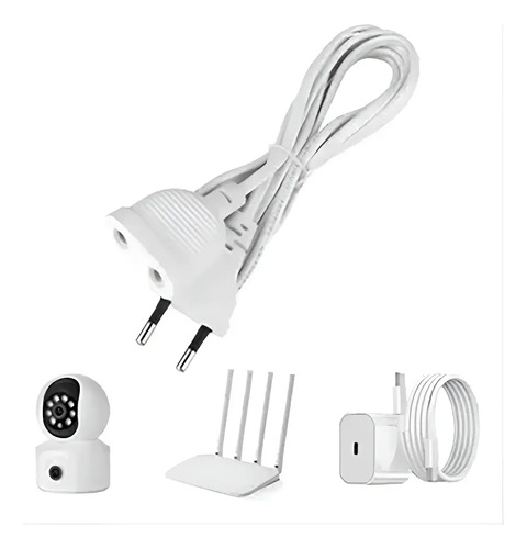 Extensión Electrica 5 Metros 200w Para Cámara,led,adaptador Blanco 10