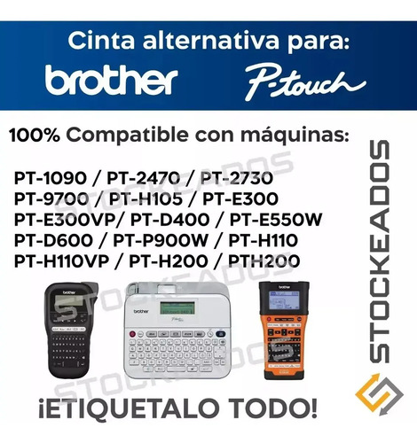 Pack 4 Cintas Tze-231 Alternativa Brother 12mmx8mts Blanca Negro 19