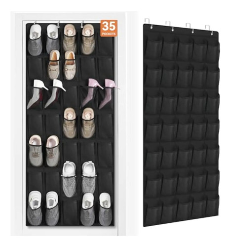 Zapatero Colgante Puerta Closet Organizador 35 Negro Negro 2