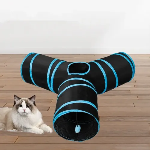 Divertido Tunel Plegable Gato 3 Vías D Juego Mascotas 3 Way  Negro 3