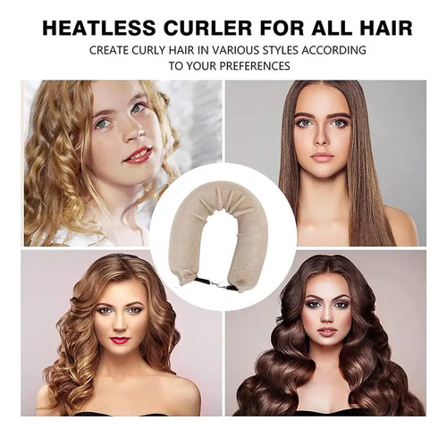 4piezas Kit Rizadores Sin Calor Para Cabello Ondulado Rizado Caqui 7