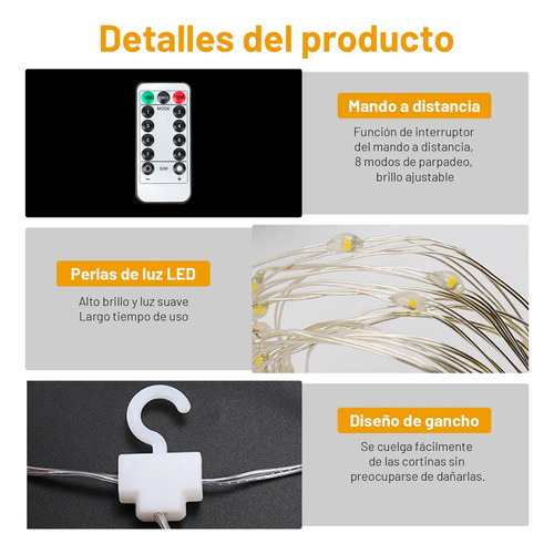 Cortinas Serie Luces 300 Led Decorativas Usb 8 Modelo 3x3m 4