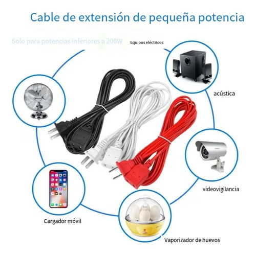 Extensión Electrica 5 Metros 200w Para Cámara,led,adaptador Blanco 11
