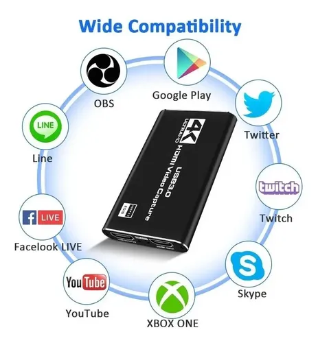 Capturadora Hdmi 4k Ultra Video Audio Mic In Streaming 3.0 18