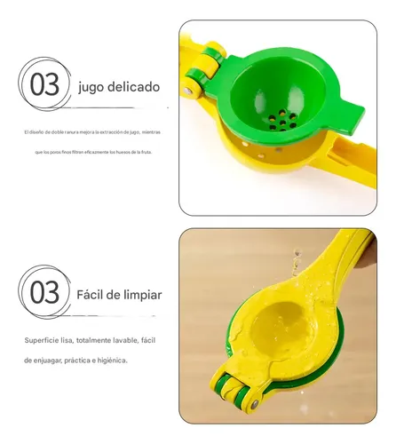 Exprimidor Manual Doble Mango Acero 2-en-1 Cocina Amarillo 8