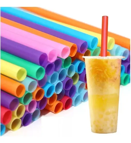 Bombilla Pajita De Plástico Para Bubble Milk Tea Coloresx100 Color