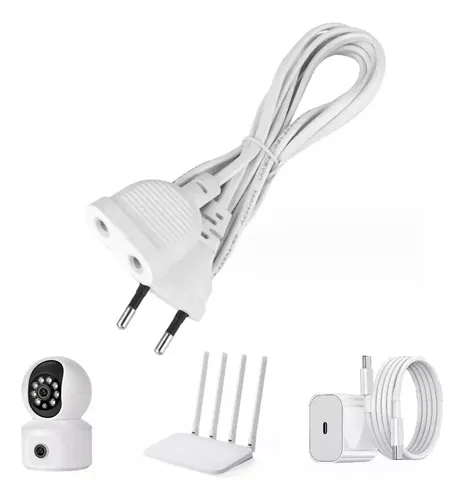 Extensión Electrica 5 Metros 200w Para Cámara,led,adaptador Blanco 7