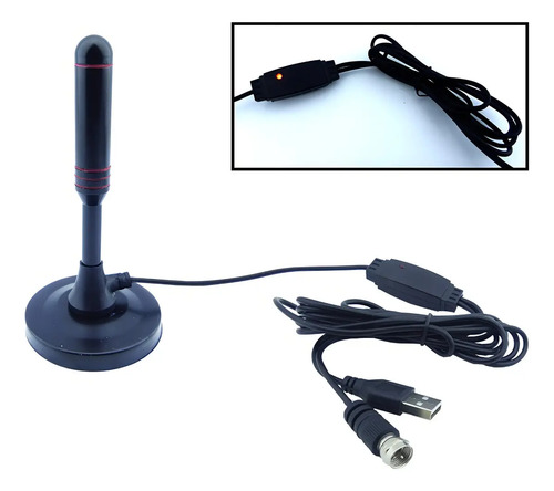 Antena Tv Digital Interior Hd Amplificada Por Usb 10m Negro 7