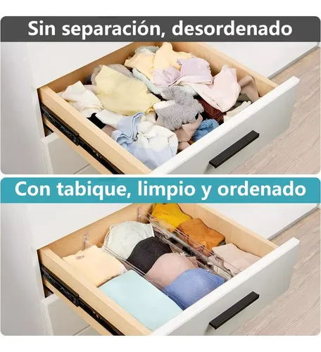 6 Pzs Separadores De Cajones Organizador Ajustable 28-48cm Blanco 6