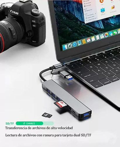 Hub Usb Hota Usb-c 8 Puertos Compatible Macbook Pro Samsung LG Huawei Plateado 12