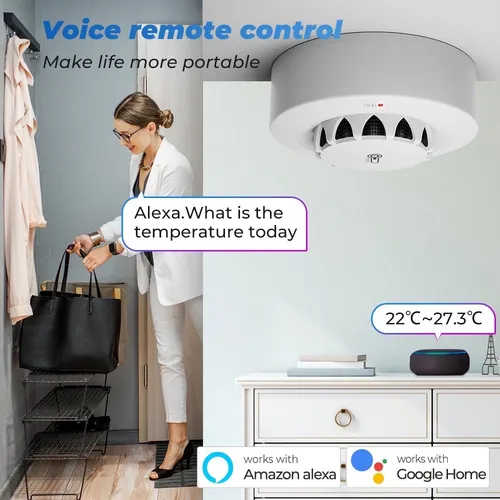 Detector Humo Sensor Wifi Tuya App Bluetooth Alarma Incendio Blanco 19