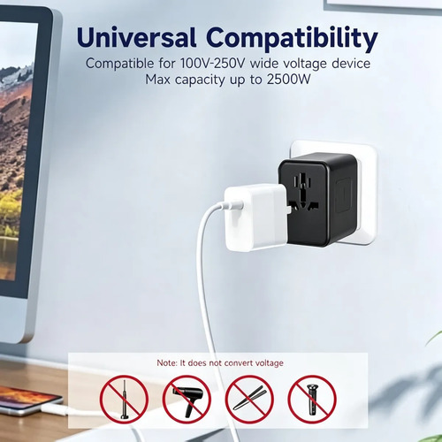 Enchufe Adaptador Viaje Universal En Uno 4 In 1 Gan 35w 7