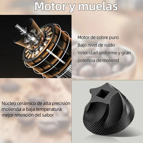 Molinillo De Café Eléctrico Moledor Núcleo Molienda Cerámico Negro 3