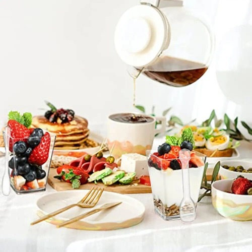Vaso O Pocillos C/tapa 160 Ml Acrílico Postre X 50 +embalaje Blanco 4