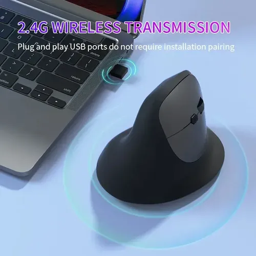 Ratón Vertical Inalámbrico 2.4g Bluetooth X Usb Ergonómico Negro 5