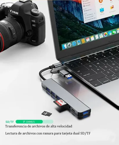 Hub Usb Hota Usb-c 8 Puertos Compatible Macbook Pro Samsung LG Huawei Plateado 3