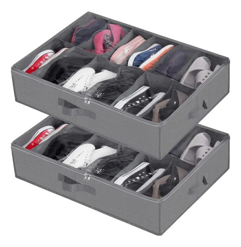Organizador Zapatos Bajo Cama Almacenamiento Zapatero Set X1 Gris 6