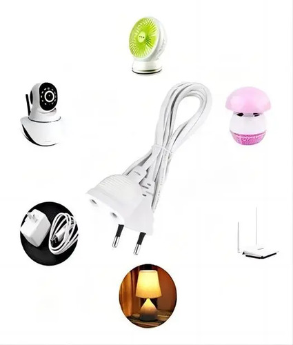 Extensión Electrica 5 Metros 200w Para Cámara,led,adaptador Blanco 3