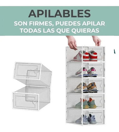 Caja Organizadora De Zapatos Set X6 Unidade Apilables Firmes Blanco 8