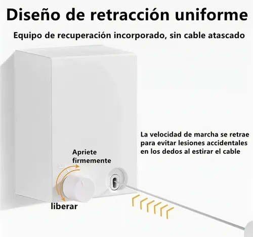 Tendedero Retráctil De Pared Negro 4m Acero Inoxidable Extensible 13