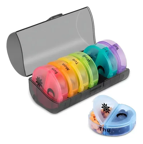 Pastillero Semanal Organizador Portátil 2 Tomas 7 Dias Color 8